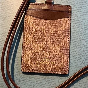 Coach Brown and Tan Key & Card Holder